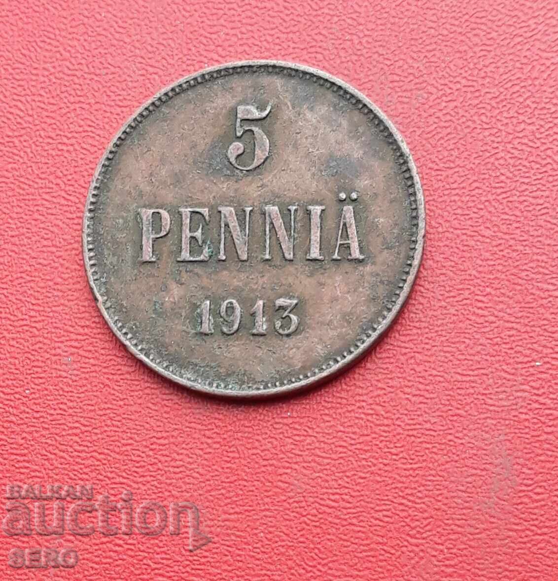 Russia / for Finland / 5 penniä 1913