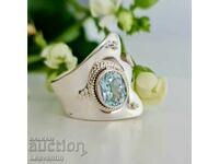 Сребърен пръстен със син Топаз