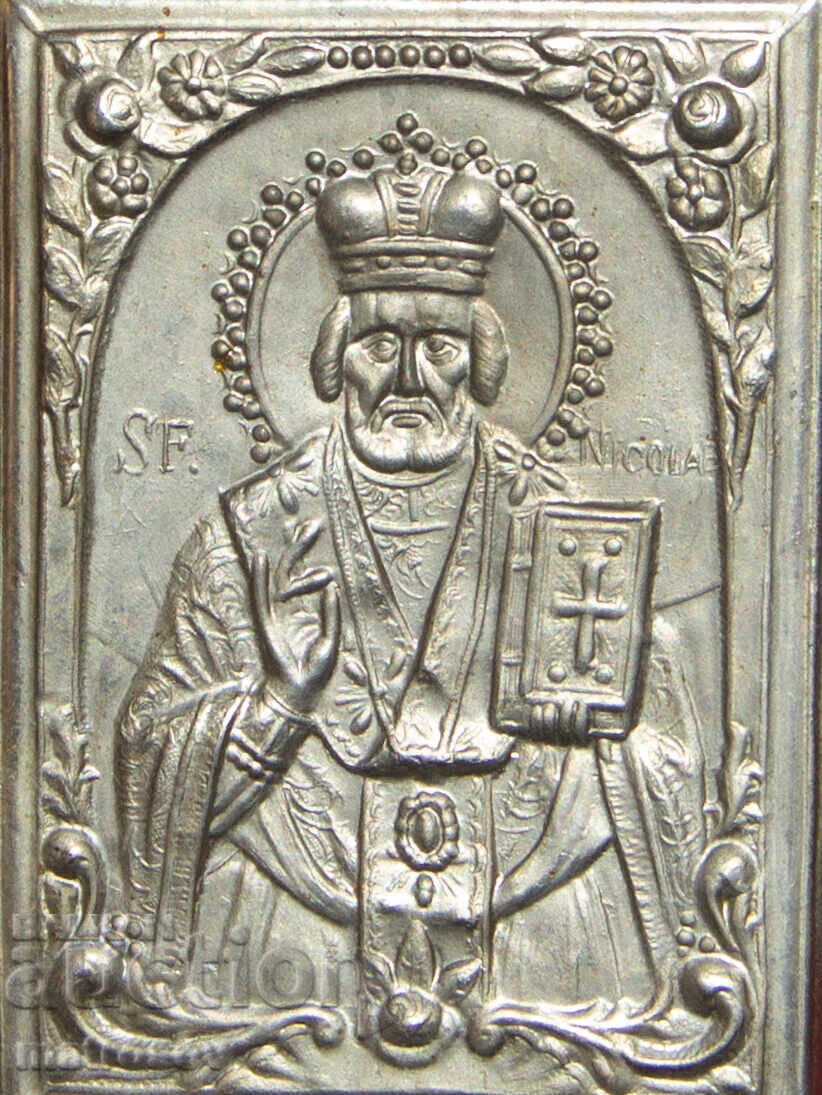 Livrarea Icoană, basorelief metalic Sfântul Nicolae