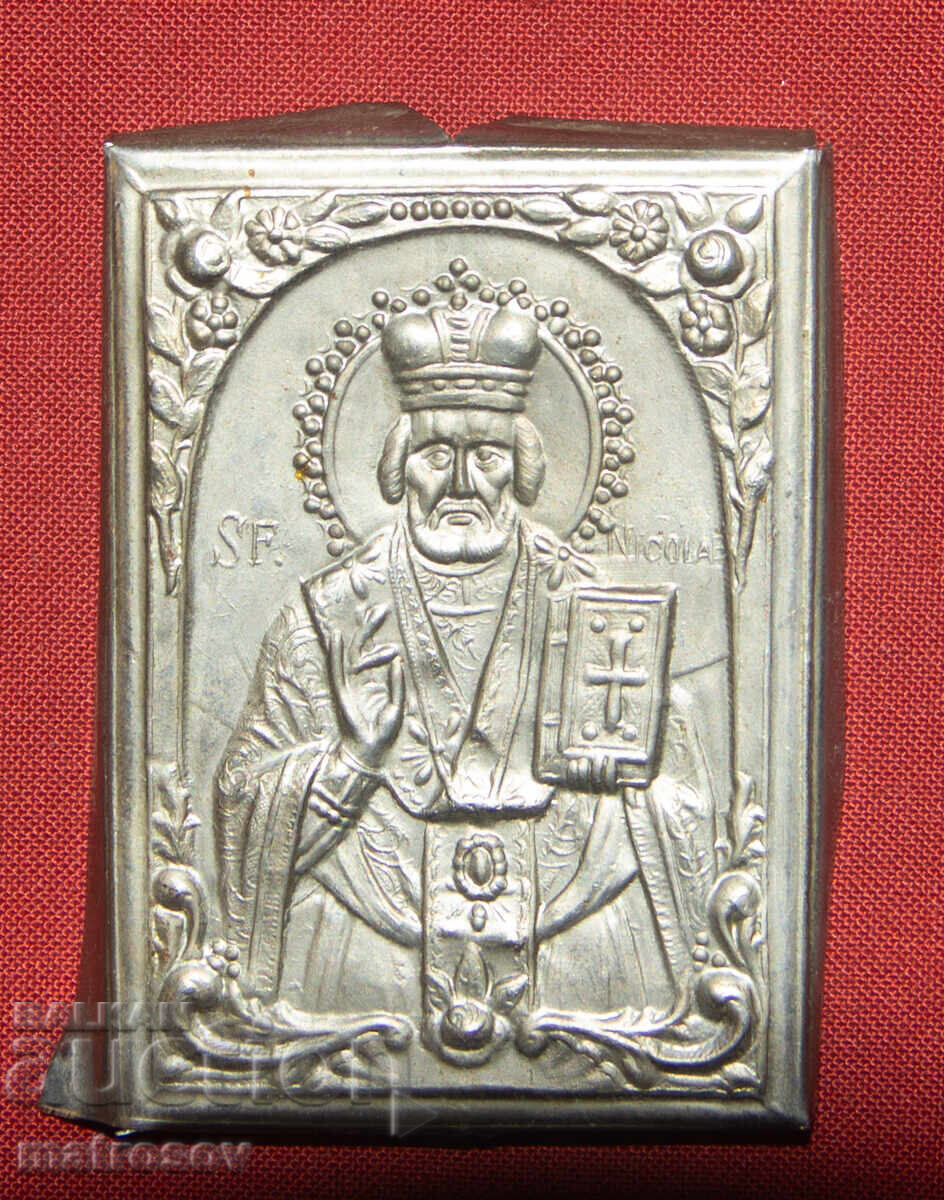 Icoană, basorelief metalic Sfântul Nicolae