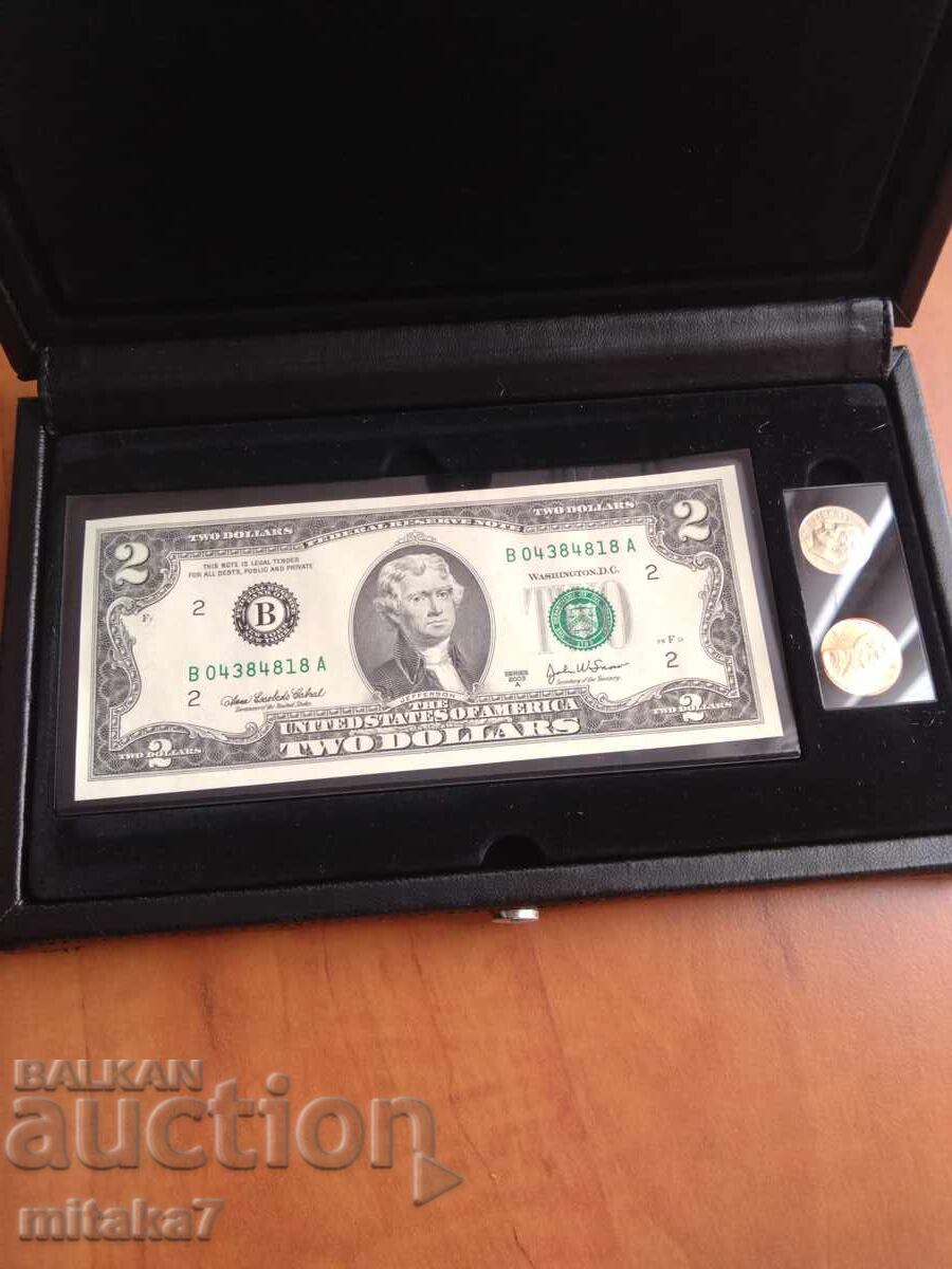 Сет банкнота и две монети, САЩ с цена 112.00 лв. | € 57.26