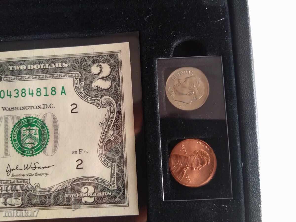 Сет банкнота и две монети, САЩ - 5