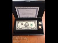 Сет банкнота и две монети, САЩ