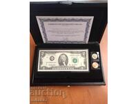 Сет банкнота и две монети, САЩ