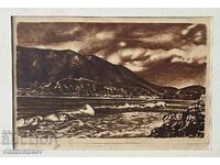 Проф. Христо Стайков графика - “Залез” 1986 г. картина