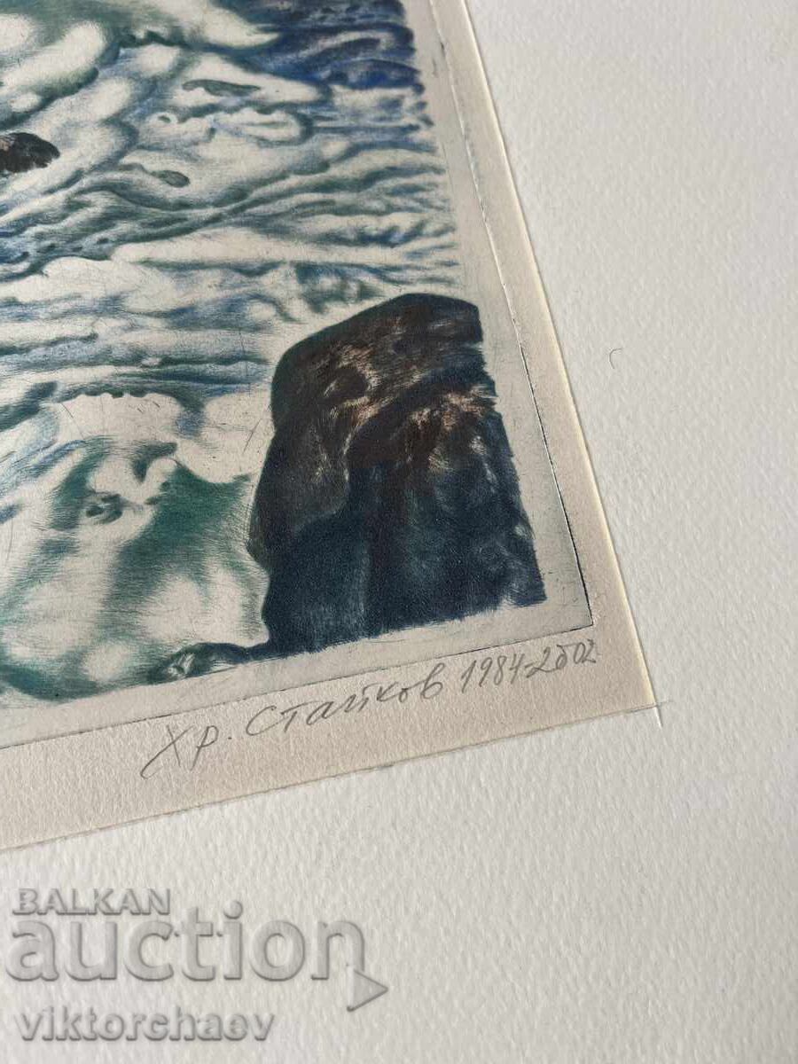 Prof. Hristo Staikov grafică - “Stâncile din Sozopol” tablou cu preț € 170.00 | 332.49 BGN