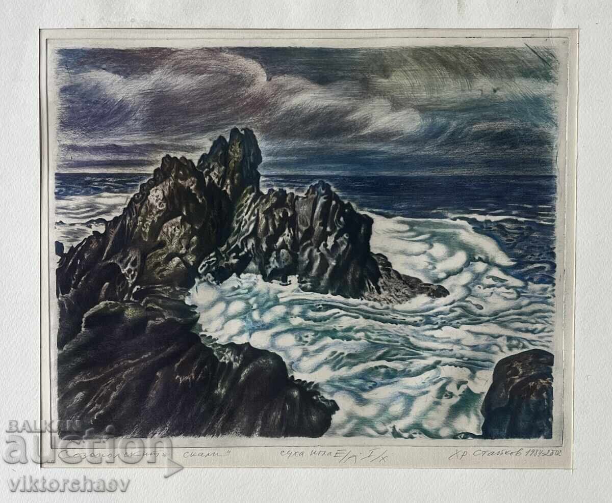 Καθηγητής Χρίστο Στάικοφ γραφικά - “Βράχια της Σωζόπολης” πίνακας