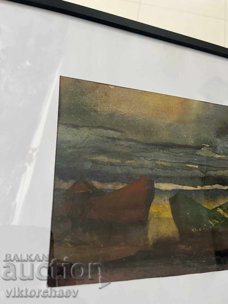 Δημοπρασία Βασίλ Κοζάροφ ΣΒΧ πίνακας - “Τα Παλιά Σκάφη” 1991 μ. ακουαρέλα Δημοπρασία Βασίλ Κοζάροφ ΣΒΧ πίνακας - “Τα Παλιά Σκάφη” 1991 μ. ακουαρέλα