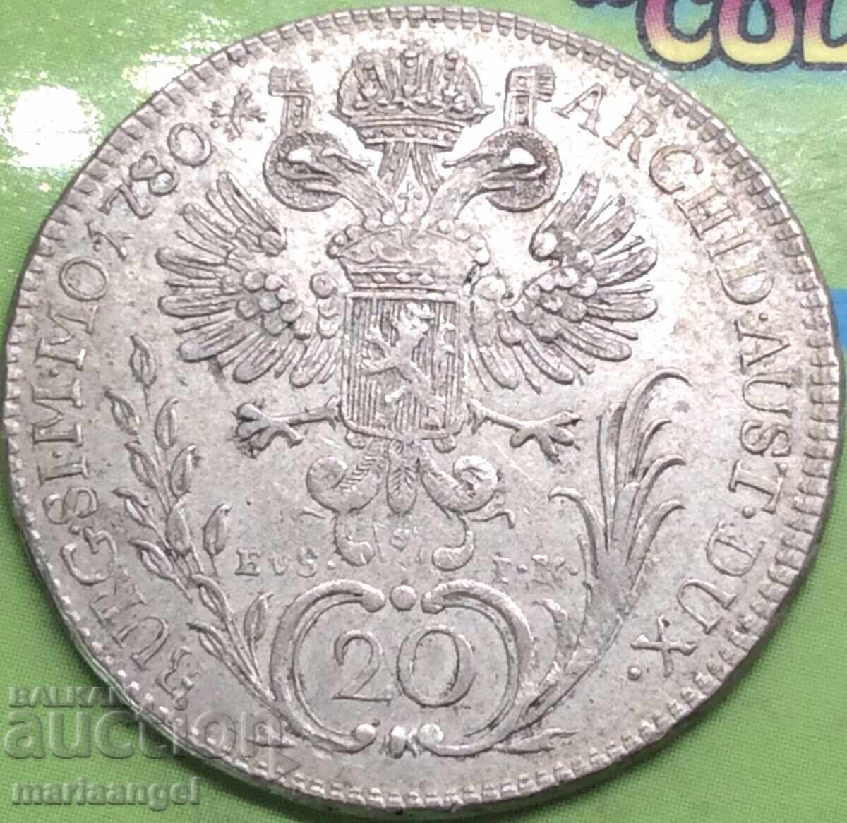 20 Kreuzer 1780 Austria Prague Maria Theresa - Last Year with price 116.00 BGN | € 59.31