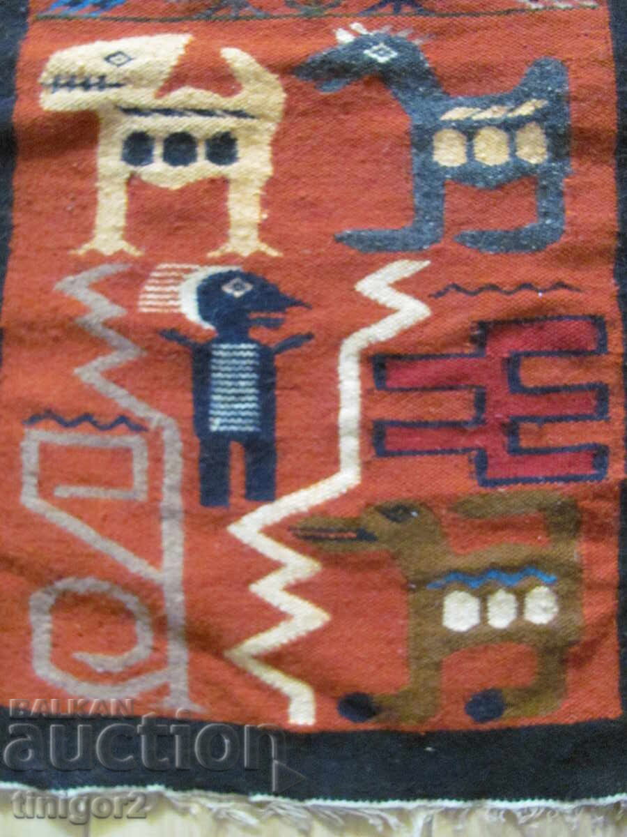 19ος αιώνας αυθεντικό μάλλινο χαλί Κεντρικής Αμερικής, 85x40εκ με τιμή 185.00 BGN | € 94.59