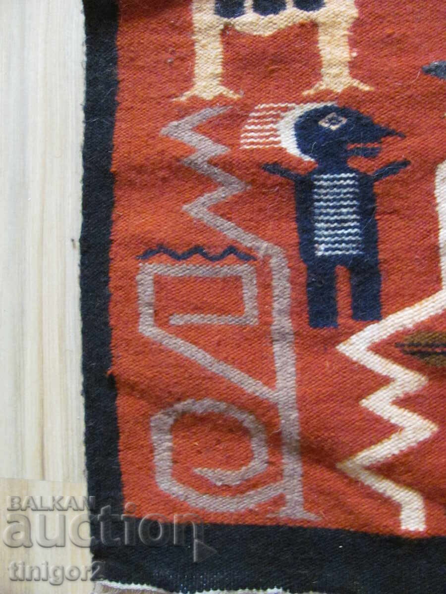 Παράδοση 19ος αιώνας αυθεντικό μάλλινο χαλί Κεντρικής Αμερικής, 85x40εκ