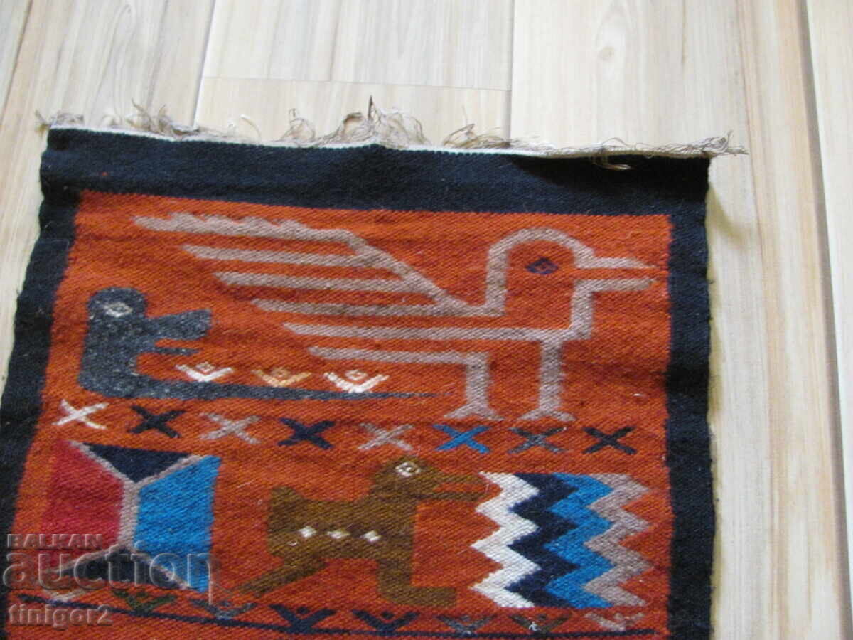 19ος αιώνας αυθεντικό μάλλινο χαλί Κεντρικής Αμερικής, 85x40εκ - 5