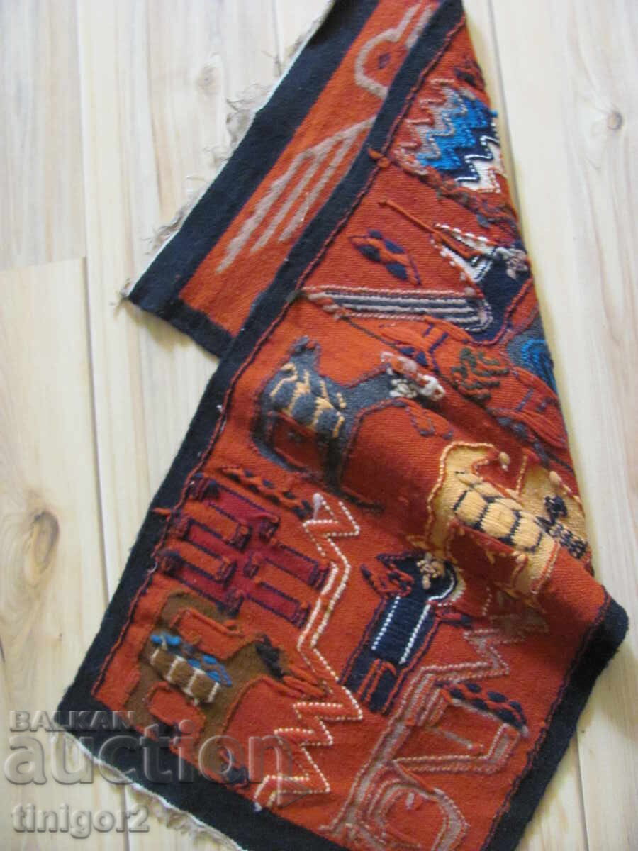 19ος αιώνας αυθεντικό μάλλινο χαλί Κεντρικής Αμερικής, 85x40εκ - 6