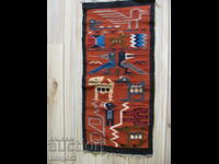 19th century authentic wool rug Central America, 85x40cm