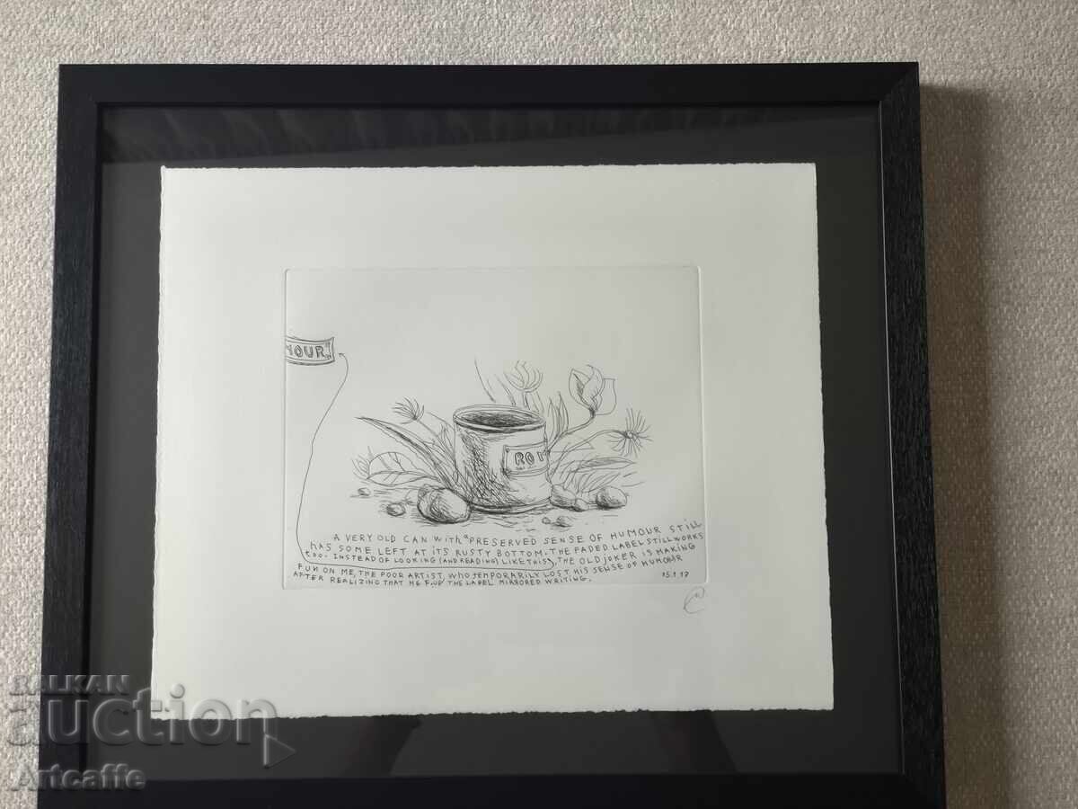 Nedko Solakov - #2 Original Signed Etching Print + Frame with price 800.00 BGN | € 409.03