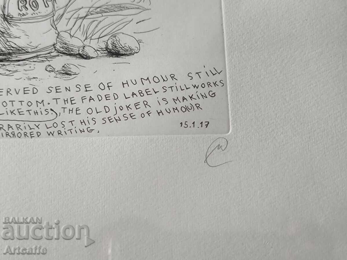 Auction  Nedko Solakov - #2 Original Signed Etching Print + Frame