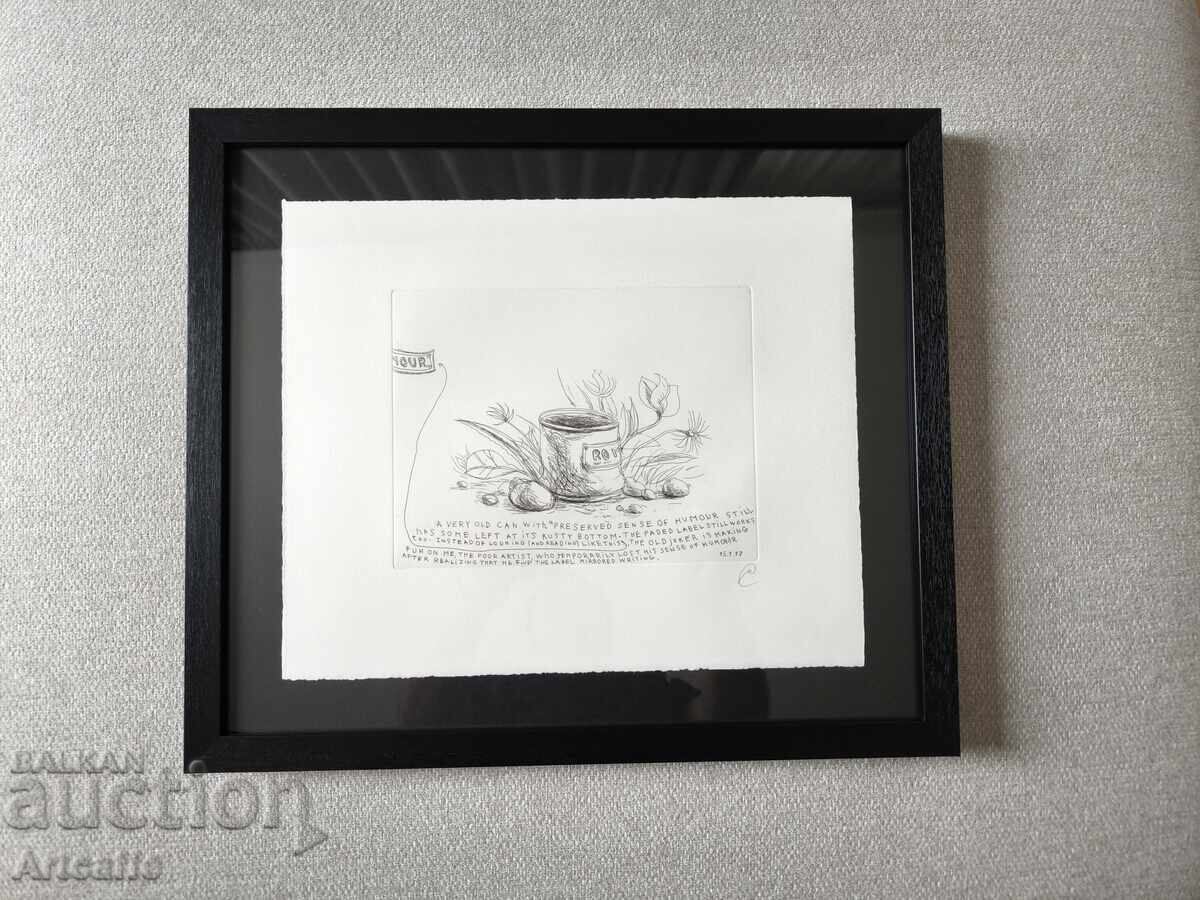 Nedko Solakov - #2 Original Signed Etching Print + Frame