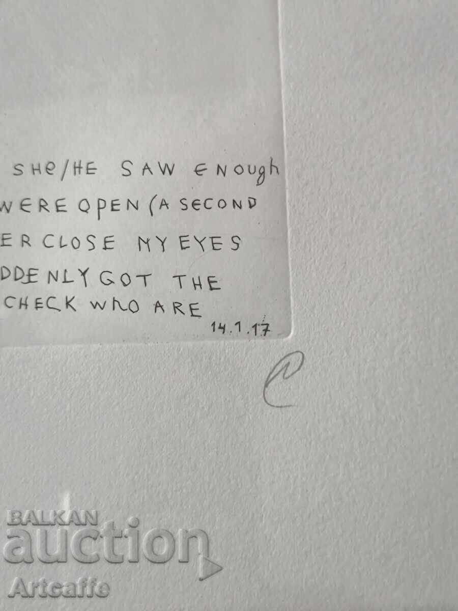 Licitație Nedko Solakov-#3 gravură originală semnată grafică+ramă Licitație Nedko Solakov-#3 gravură originală semnată grafică+ramă