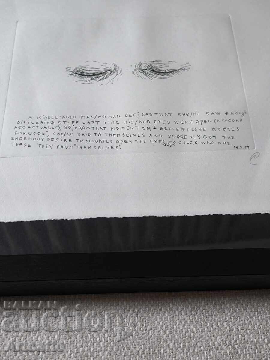 Delivery of Nedko Solakov - #3 Original Signed Etching Print + Frame Delivery of Nedko Solakov - #3 Original Signed Etching Print + Frame