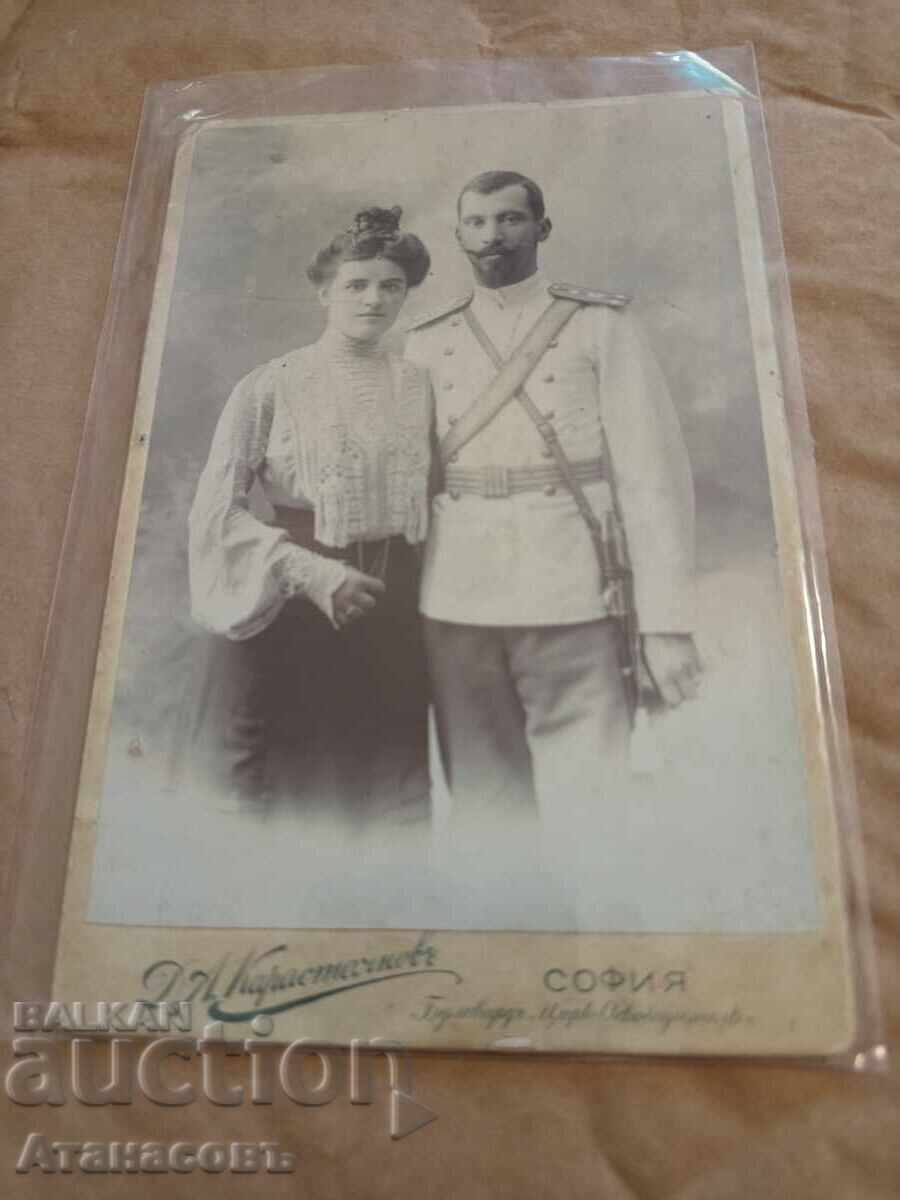 Снимка картон фотография Княжески Офицер Карастоянов