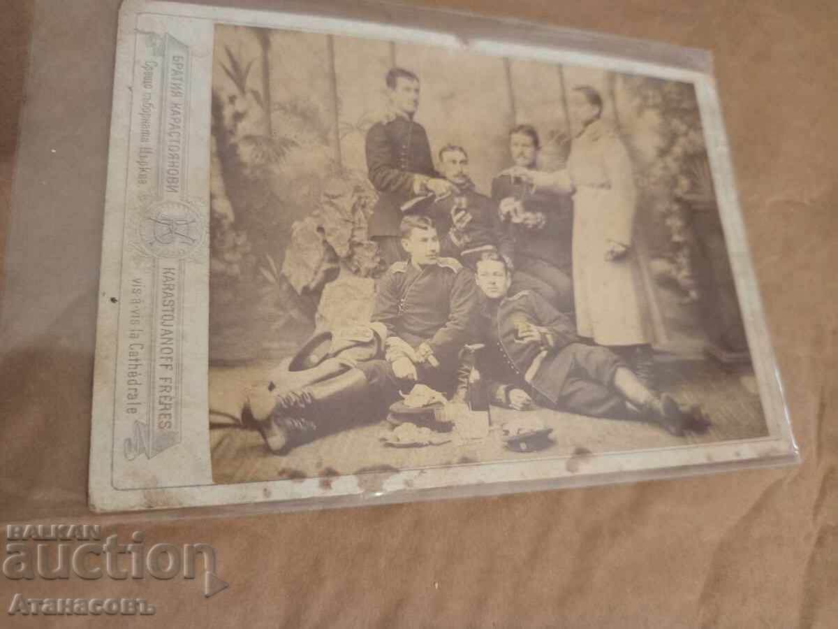 Military photo cardboard photograph Brothers Karastoyanov Yunker