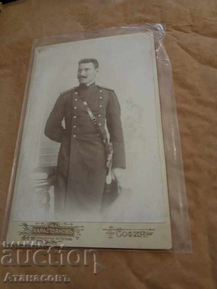 Снимка картон фотография Карастоянов Княжески Офицер военна Снимка картон фотография Карастоянов Княжески Офицер военна