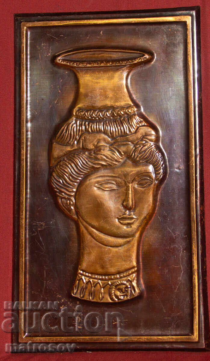 Μετάλλιο μέλι, ανάγλυφο, βάζο με γυναικείο πρόσωπο