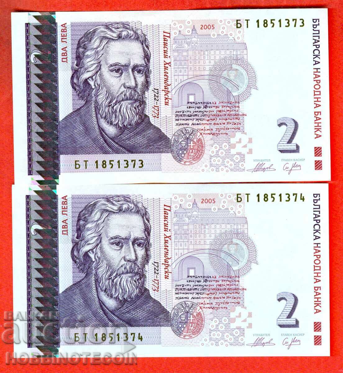 ΒΟΥΛΓΑΡΙΑ BULGARIA 2 x 2 Λεβα ΖΕΥΓΟΣ έκδοση 2005 σειρά ΒΤ - UNC