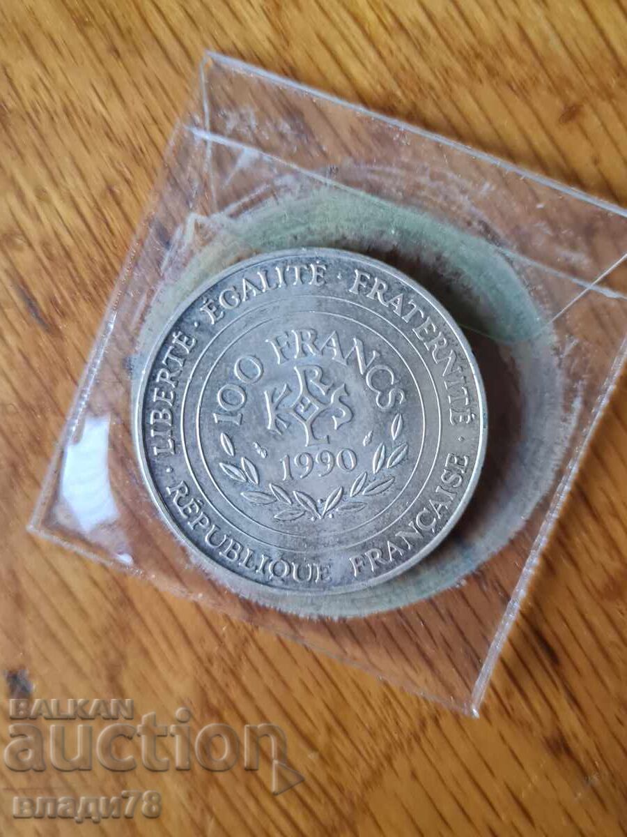 Auction Silver coin 100 francs 1990 Auction Silver coin 100 francs 1990