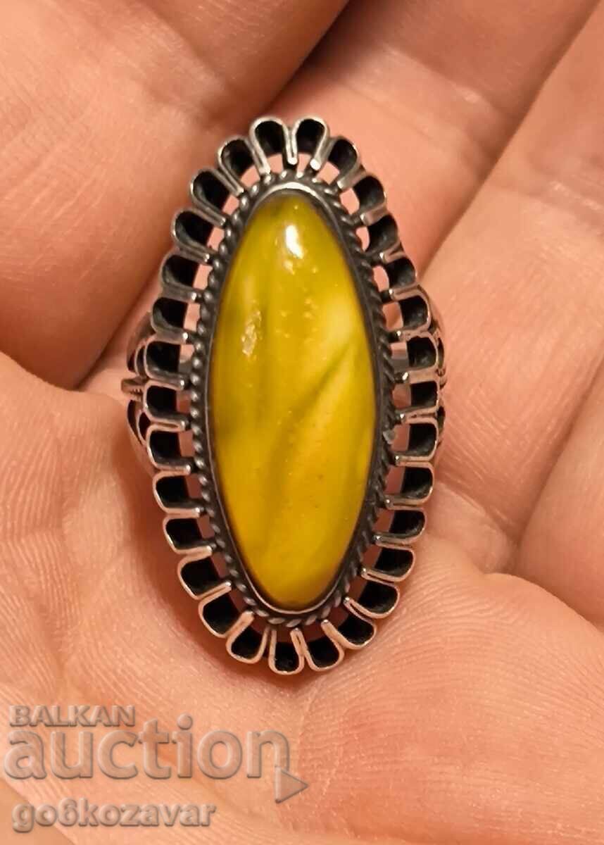 Licitație Inel retro SSSR argint 875 Chihlimbar regal !