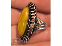 USSR Retro Ring Silver 875 Royal Amber !