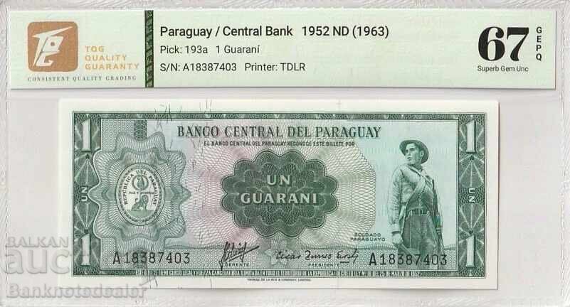 Paraguay 1 Guarani 1952 Pick 193a 67 EPQ Superb Gem Uncirculated Paraguay 1 Guarani 1952 Pick 193a 67 EPQ Superb Gem Uncirculated