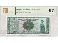 Paraguay 1 Guarani 1952 Pick 193a 67 EPQ Superb Gem Unc