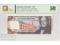 Venezuela 50 Bolivares 1990 Pick 72 58 Choice About Unc