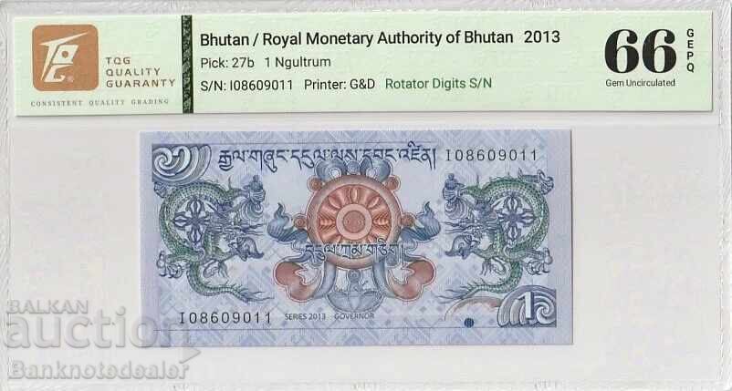 Bhutan 1 Ngultrum 2013 Pick 27b 66 EPQ Gem Uncirculated