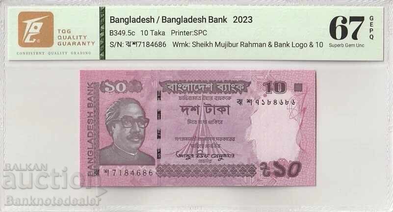 Bangladesh 10 Taka 2023 Pick B349 67 EPQ Superb Gem Uncirculated