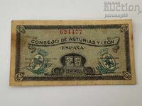 Ισπανία 25 λεπτά 1936 Συμβούλιο Αστουρίας και Λεόν