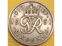 6 pence 1951 Marea Britanie George VI