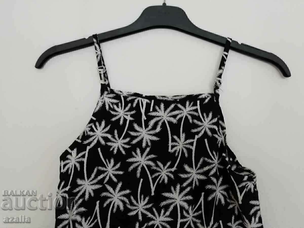Women's jumpsuit, black with white palm trees with price 16.00 BGN | € 8.18