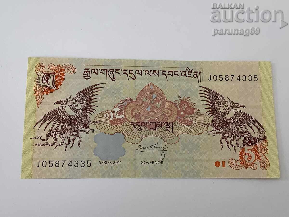 Bhutan 5 Ngultrum 2011 Year UNC