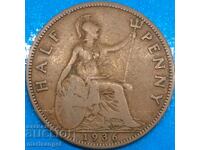 Great Britain 1/2 Penny 1936 George V 25mm Bronze