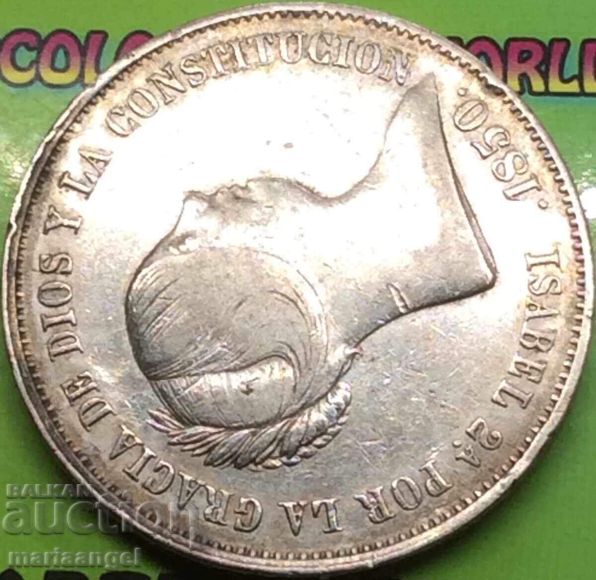 Spain 20 Reales 1850 Thaler Isabel II 25.9g 37mm RARE!!! with price 445.00 BGN | € 227.52 Spain 20 Reales 1850 Thaler Isabel II 25.9g 37mm RARE!!! with price 445.00 BGN | € 227.52