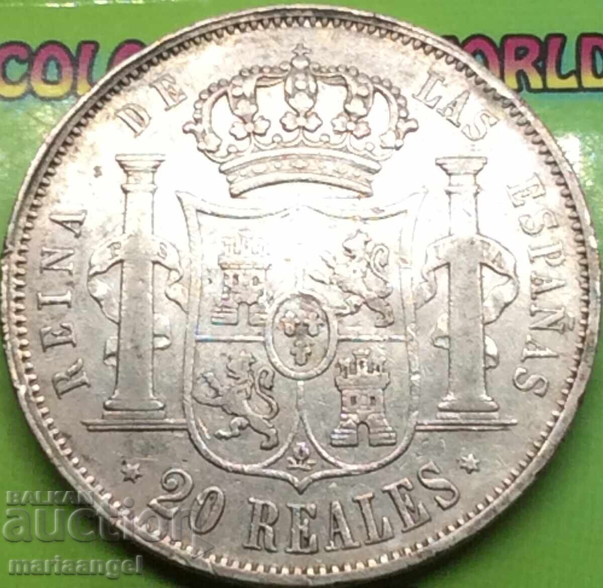 Auction Spain 20 Reales 1850 Thaler Isabel II 25.9g 37mm RARE!!! Auction Spain 20 Reales 1850 Thaler Isabel II 25.9g 37mm RARE!!!