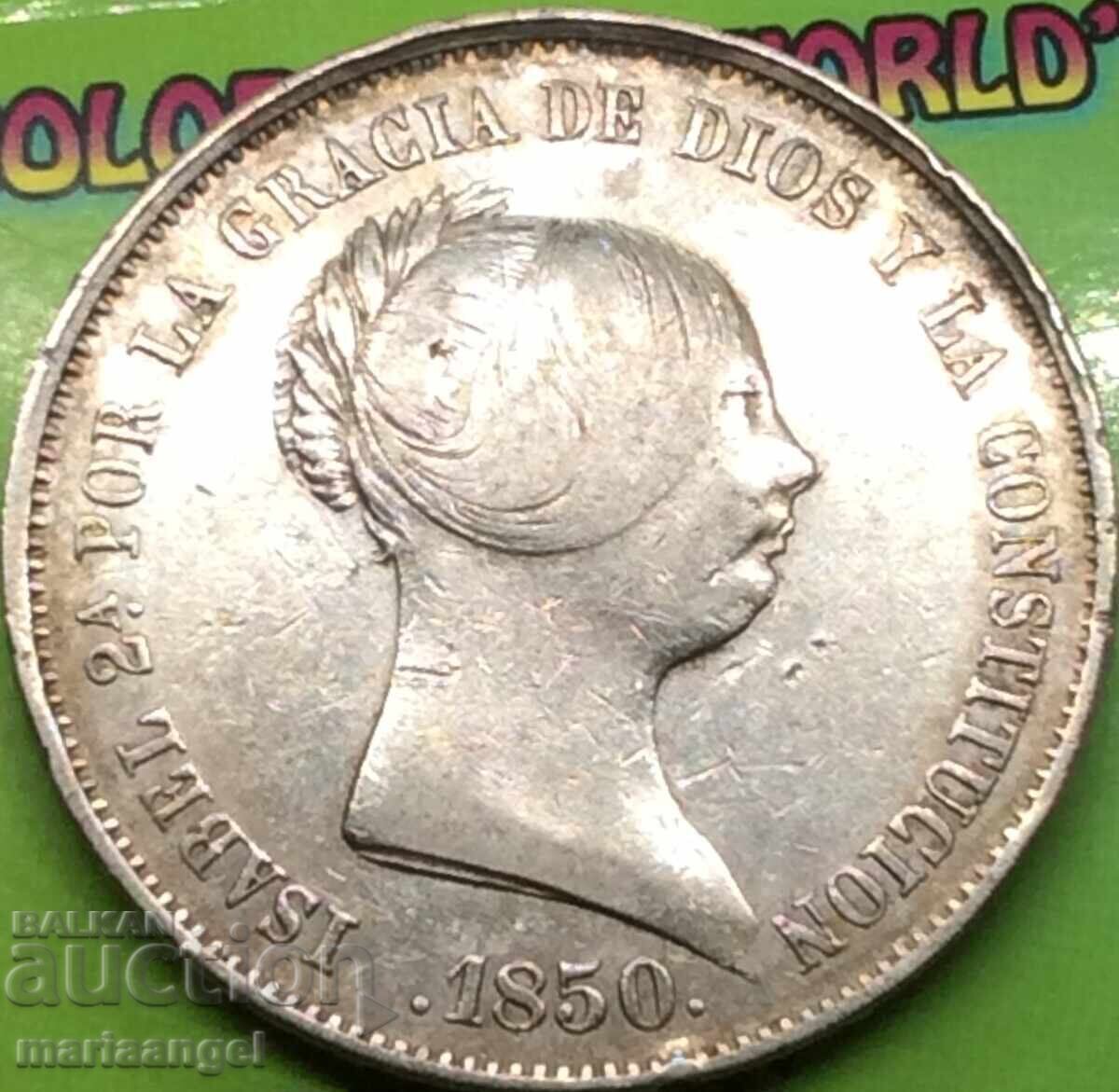 Delivery of Spain 20 Reales 1850 Thaler Isabel II 25.9g 37mm RARE!!! Delivery of Spain 20 Reales 1850 Thaler Isabel II 25.9g 37mm RARE!!!