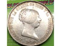 Spain 20 Reales 1850 Thaler Isabel II 25.9g 37mm RARE!!!