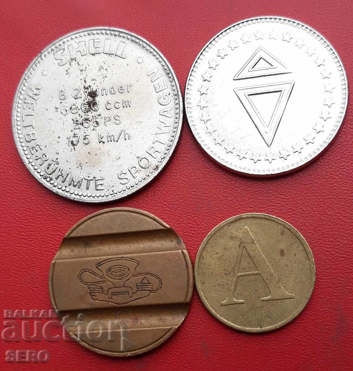 Germania-lot 4 jetoane cu preț 2.00 BGN | € 1.02 Germania-lot 4 jetoane cu preț 2.00 BGN | € 1.02