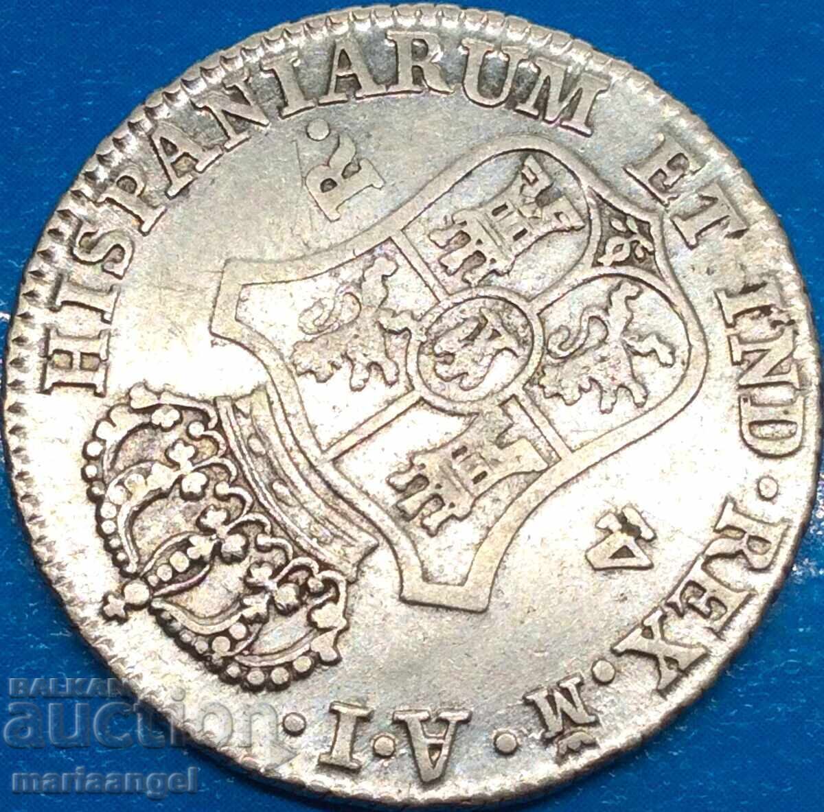 Livrarea Iosif Napoleon 4 Reale 1811 Spania 5,97g argint