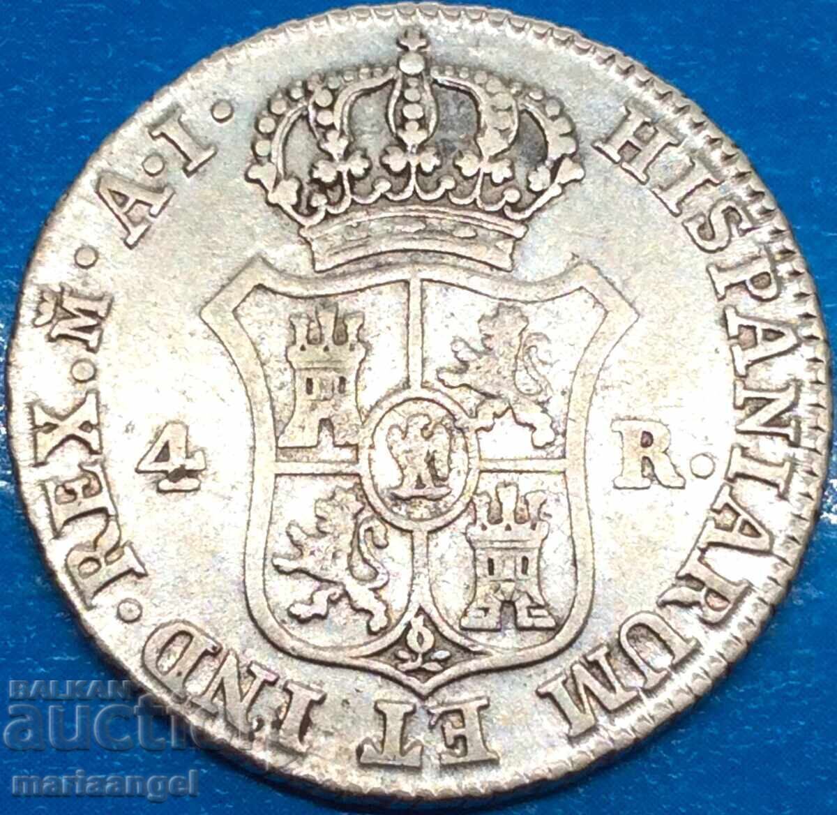 Iosif Napoleon 4 Reale 1811 Spania 5,97g argint - 6