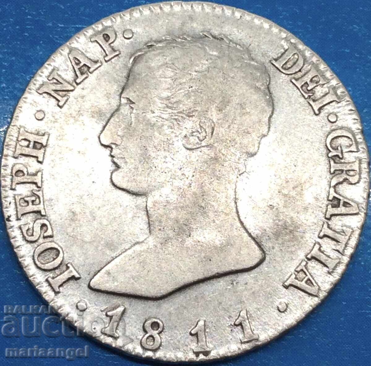 Iosif Napoleon 4 Reale 1811 Spania 5,97g argint - 7