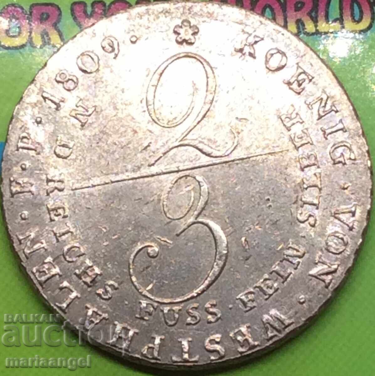 Жером Наполеон 2/3 Талер 1809 Германия Вестфалия сребро - 6